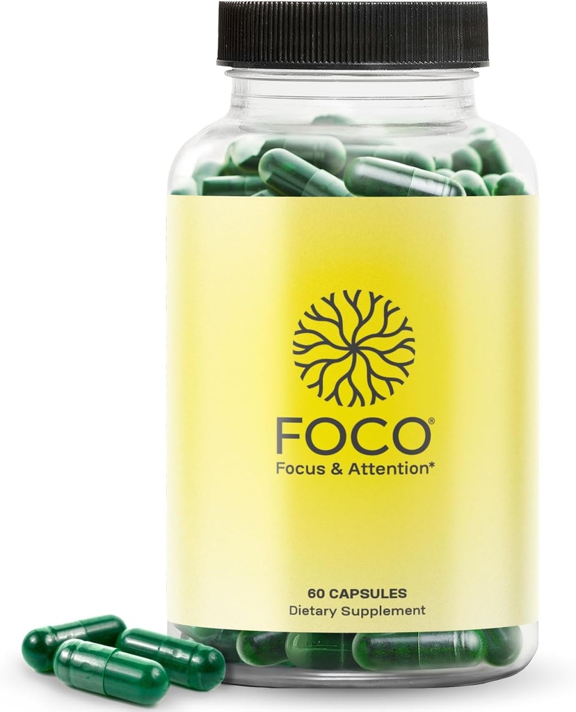 Think FOCO Κάψουλες (13+) Natural Focus συμπλήρωμα για εφήβους & ενήλικες - Brain Nootropic για συγκέντρωση, μνήμη, διανοητική σαφήνεια, γνωστική ενίσχυση Βιταμίνες - Συμπληρώματα προσοχής - 60 κάψουλες