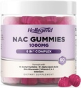 6 σε 1 NAC Gummies, Chewable N Acetyl Cysteine 1000mg συμπλήρωμα για παιδιά και ενήλικες, με ALA, ψευδάργυρο, βιταμίνη C & E, Σελήνιο, Αντιοξειδωτικό & ανοσοποιητικό σύστημα υποστήριξης, άρωμα βατόμουρο, ζάχαρη δωρεάν, 60 Ct