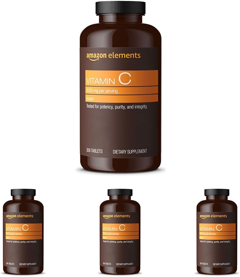   Elements Vitamin C 1000mg, Supports Healthy Immune System, Vegan, 300 Tablets, 10 Month Supply (Pack of 4)