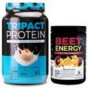 Nutrology TRIPACT Protein Powder, 7-in-1 Replacement Meal Shake, Vanilla Latte Cinnamon Flavor (40 μερίδες) Beet Natural O2, Pre Processout Powder, Passion Fruit Flavor (30 μερίδες)