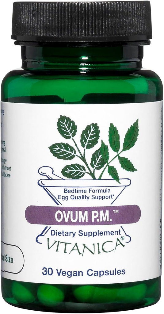 Vitanica Ovum P.M. - Υποστήριξη της ποιότητας των αυγών με βιταμίνη D3, Alpha Lipoic Acid & Melatonin - Works Best with Ovum A.M. - Συμπλήρωμα διατροφής για την υγεία των γυναικών - Pro Logo - 30 Vegan Caps