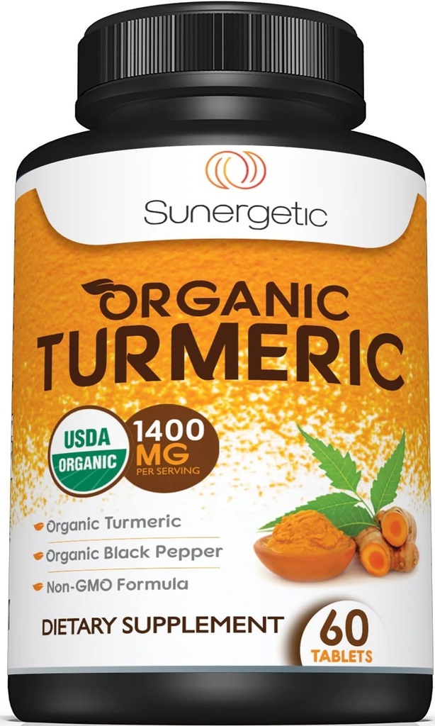 USDA Certified Organic Turmeric Supplement – Περιλαμβάνει Organic Turmeric & Organic Black Pepper – 1.400mg Turmeric ανά Serving - 60 Count (Pack of 1)
