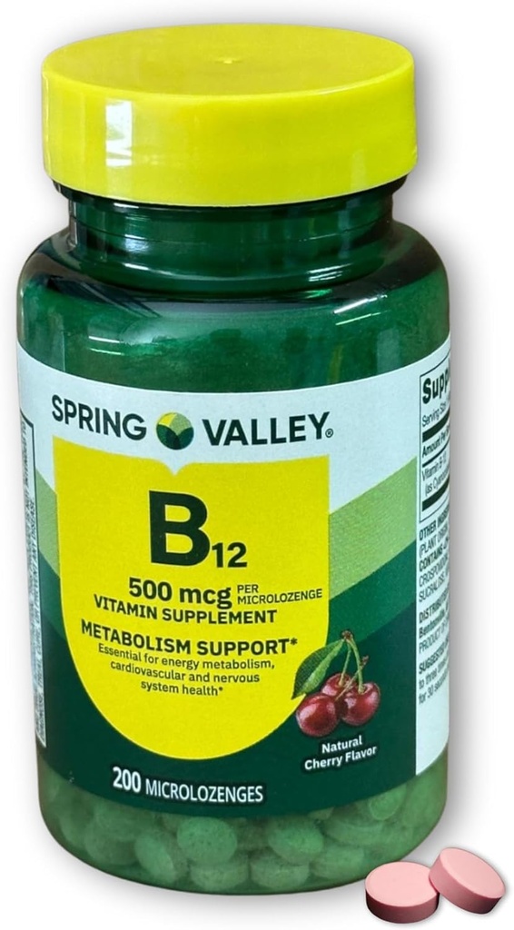 B12 500mcg Υπογλώσσιο άρωμα κεράσι 200 ct (πακέτο του 1)