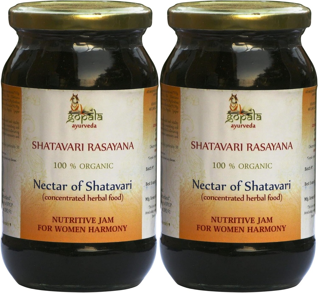 GOPALA AYURVEDA Shatavari Rassayana 250g - Ayurvedic Herbal Jam Made with 100% USDA Certified Organic Herbs (Pack of 2)