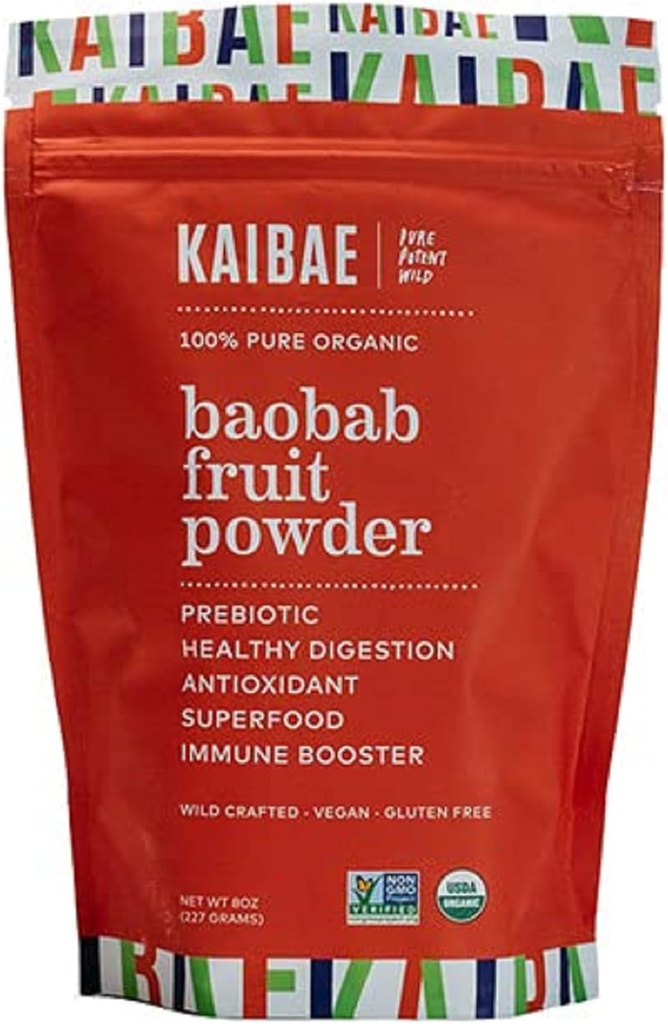 KAIBAE Premium Organic Baobab Powder I Prebiotic Gut Health, Διαλείπουσα Νηστεία, Ανοσία, Ενυδάτωση 