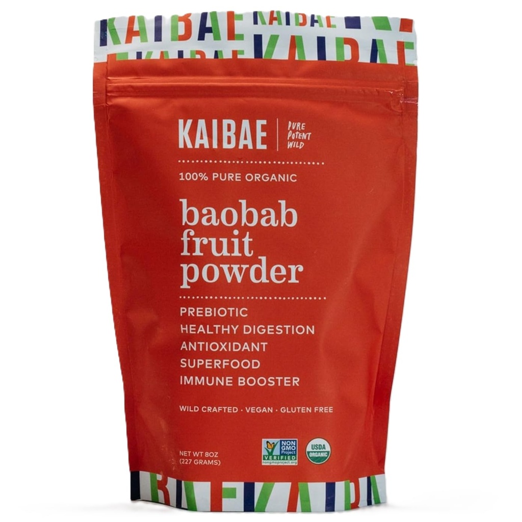 KAIBAE Premium Organic Baobab Powder I Prebiotic Gut Health, Διαλείπουσα Νηστεία, Ανοσία, Ενυδάτωση 