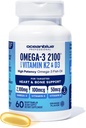 Oceanblue Professional Omega-3 2100 με βιταμίνη K2 και βιταμίνη D3-60 Count - τριπλή δύναμη Burpless Fish Oil Omega-3 συμπλήρωμα με EPA, DHA & DPA - Άγρια πιάστηκε - Πορτοκαλί Γεύση, 30 εξυπηρετούν