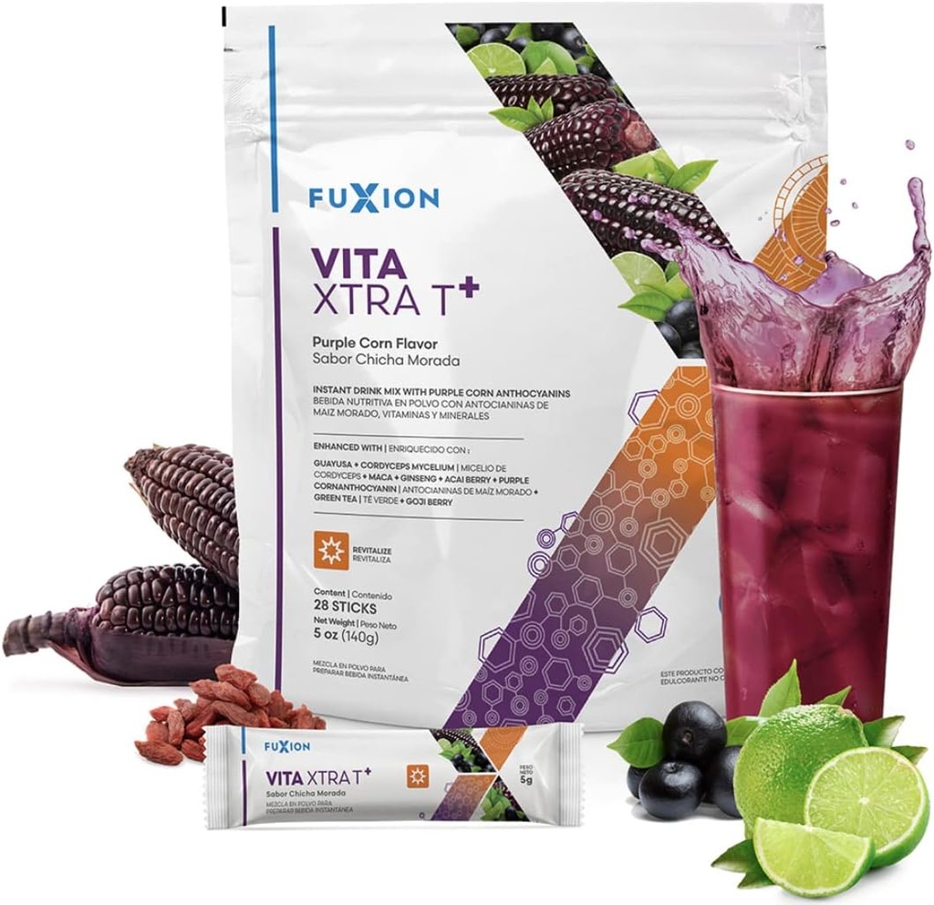 FuXion Health Care for Bodybuilding-Fuxion Vita Xtra T, Φυσικό Occured Caffeine Energy Drink, Όλα τα φυσικά βότανα & φρούτα για τη φυσική ενέργεια (Vita Xtra T, 28 Sticks)