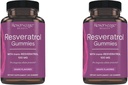 Reservage Beauty- Resveratrol Gummies 100 mg, Αντιοξειδωτικό συμπλήρωμα για την υγεία της καρδιάς, Αντιοξειδωτικό συμπλήρωμα υποστηρίζει υγιή γήρανση, Vegan - 2 Pack