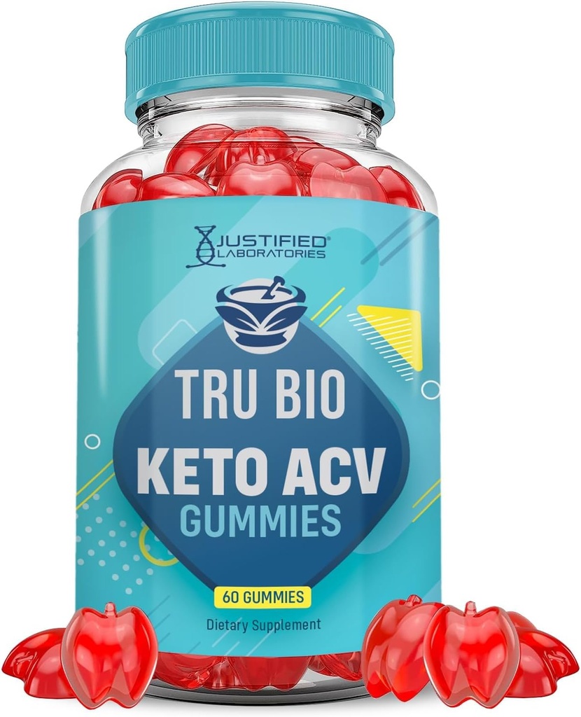 Justified Laboratories Tru Bio Keto ACV Gummies Advanced Formula 1000MG TruiBIo Keto Gummies Apple Cider Vinegar Formated with Roomegranate Beet Buice Powder B12 Vegan Non GMO 60 Gummys