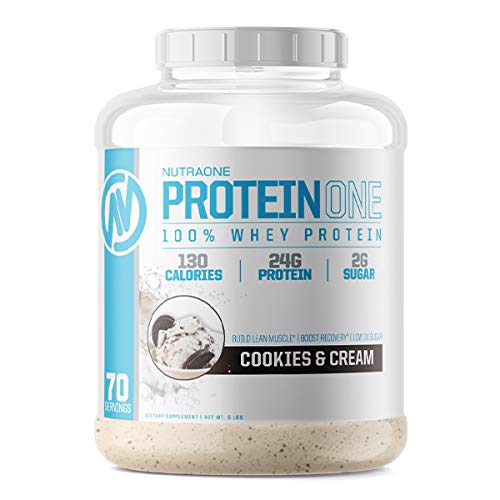 NutraOne ProteinOne Whey Protein Promote Recovery and Build Muscle with a Protein Shake Powder for Men & Women (Cookies & Cream, 5 LB)