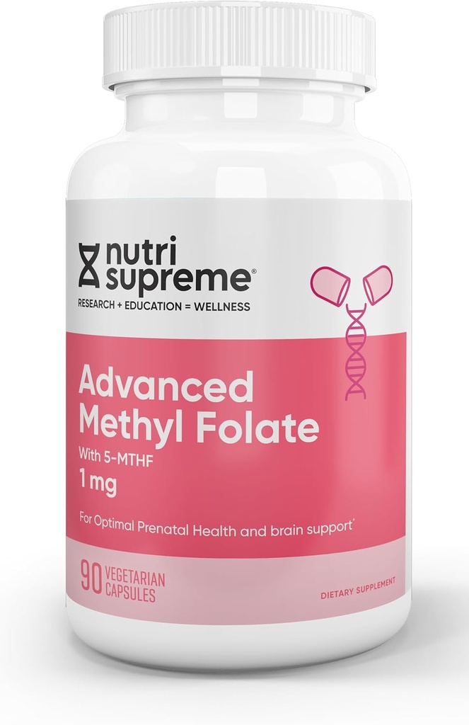 Nutri Supreme Advanced methyl folate, Εξαιρετικά απορροφητικά ενεργό φολικό, 1 Mg, Easy One ανά ημέρα χορτοφαγικές κάψουλες, 90 Count