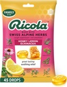 Ρίκολα Μέλι Λεμόνι με Echinacea Cough Drops, 45 Count, Delicious Lroat Relief & Care, Στοματική Αναισθησία, Φυσικά Γεύση