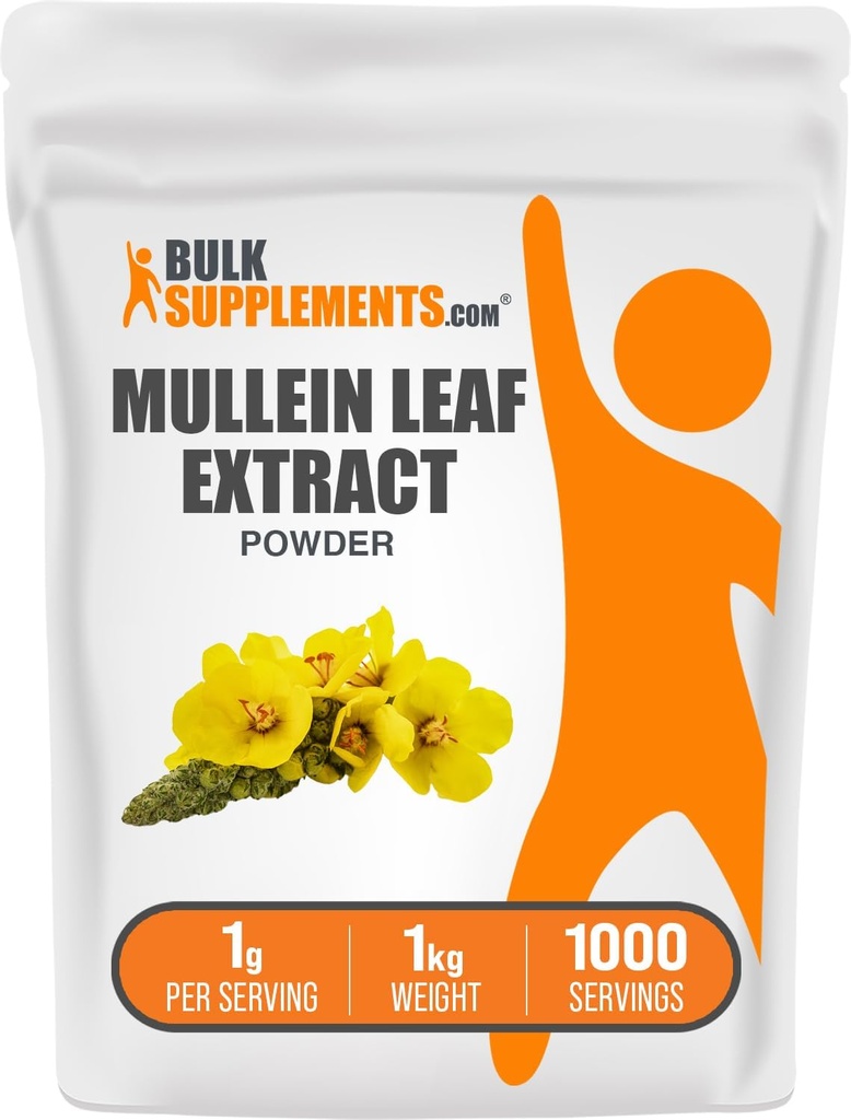 BulkSupplements.com Mullein Leaf Extract - Verbascum Thapsus, συμπλήρωμα μουλλινών - συμπλήρωμα βοτάνων για την υποστήριξη του ανοσοποιητικού - Χωρίς γλουτένη, 1g ανά Σερβίρισμα, 1kg (2,2 lbs) (πακέτο των 1)