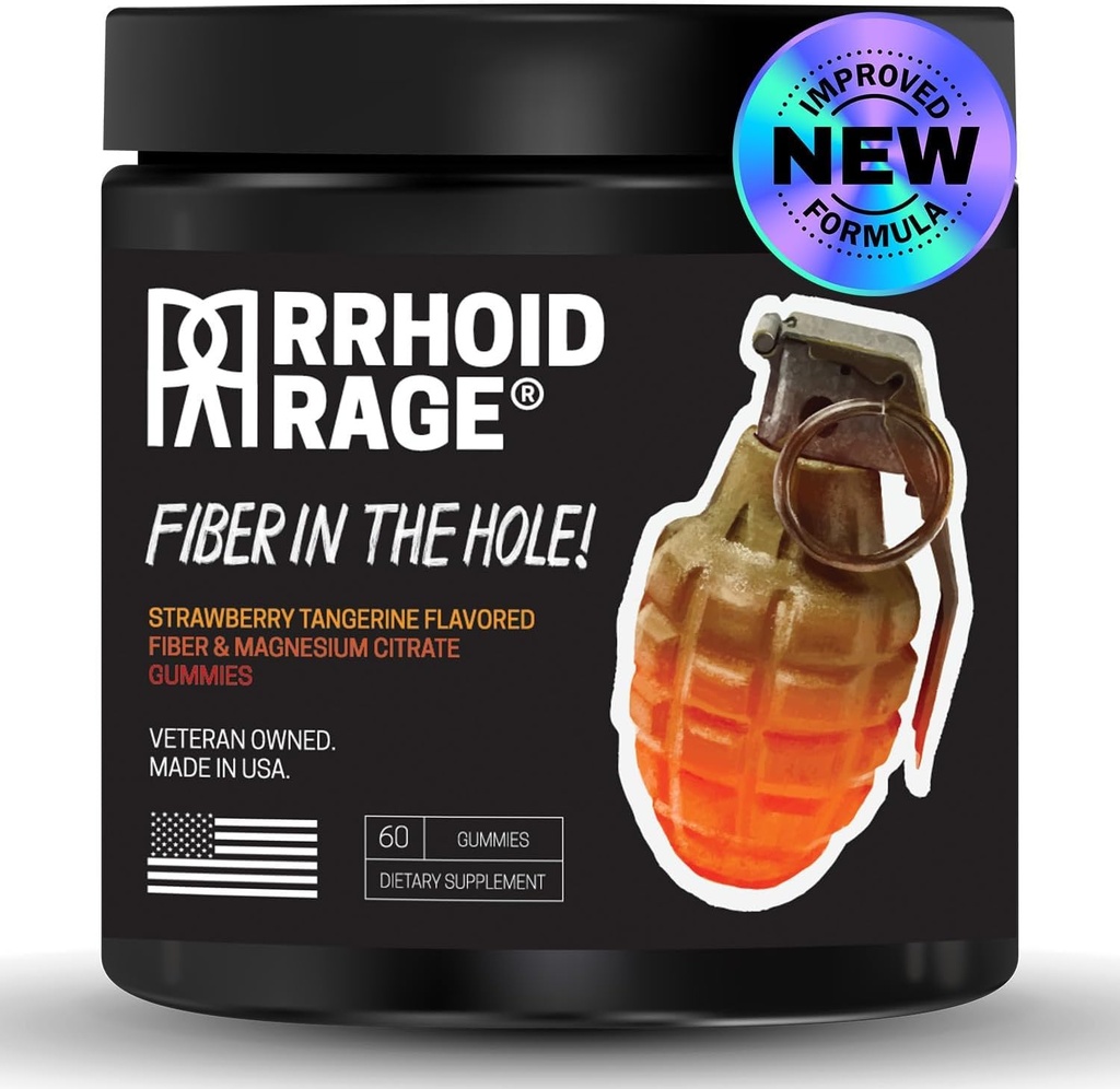 Fiber and Magnesium Gummies, Made in USA, Supports Digestive Health, Relieves Constipation, Helps Prevent Hemorrhoids, Has Both Soluble and Insoluble Fiber, 60 ct (1)