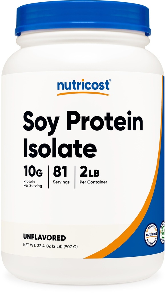 Μονωτική σκόνη πρωτεΐνης σόγιας Nutricost, 2 LB Χωρίς γεύση - 10 γραμμάρια πρωτεΐνης ανά υπηρεσία, Vegan, GMO-free & Gluten Free