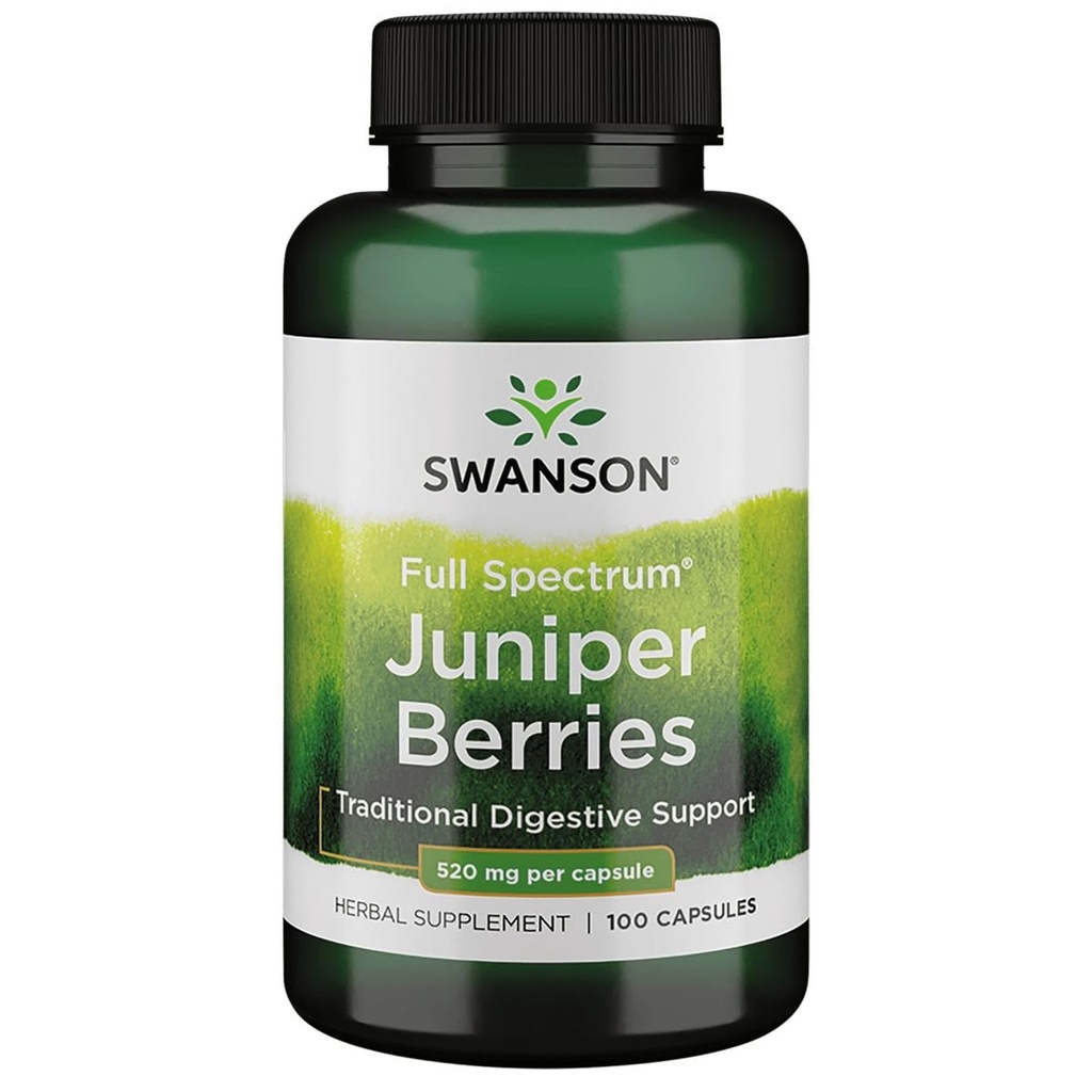 Swanson Juniper Berries, Digestive & Fiber 520 mg, 100 Capsules | Outstanding Antioxidant Support That Promotes a Healthy Water Balance and Digestive and Immune System Health