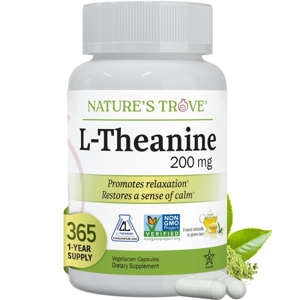 Trove της φύσης L-Θεανίνη 200mg Super Value Size - 365 κάψουλες χορτοφάγων