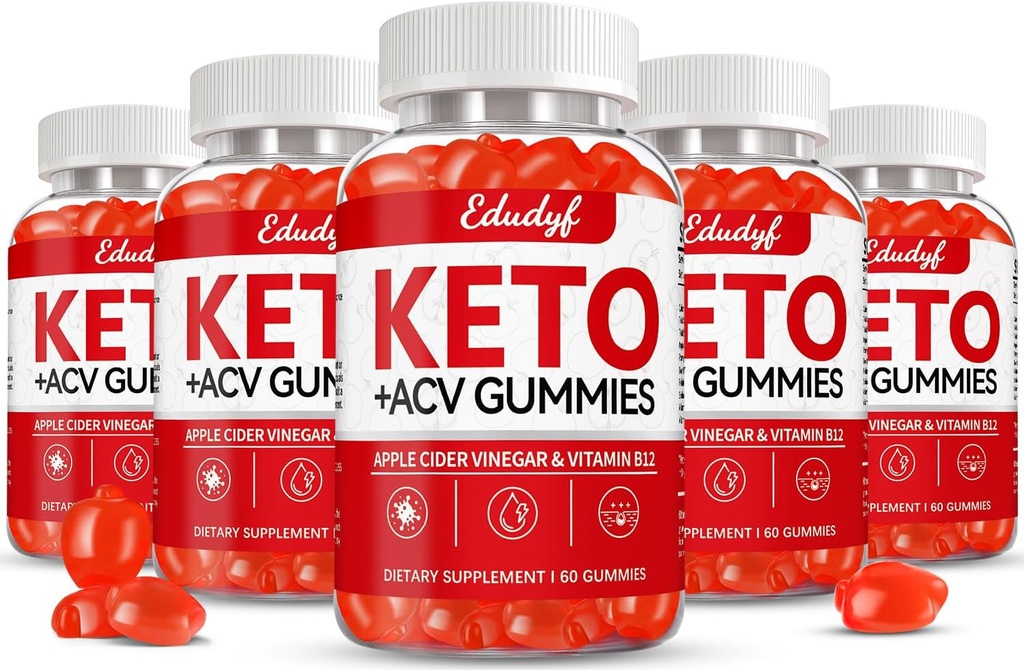 Keto ACV Gummies, Γλουτένη & Χωρίς ζάχαρη Συμπλήρωμα μηλίτη μήλου για άνδρες & γυναίκες - 300 Gummies (1500 mg-5 Pack)