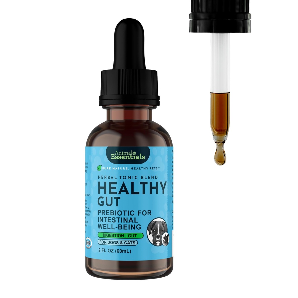 Animal Essentials Healthy Gut - Herbal Prebiotic for Dogs & Cats, Gut Health Blend, Herbal Formula, Organic Human Grade Herbs, Veterinian Συνιστάται, Υγρό Τονωτικό - 2 Fl Oz
