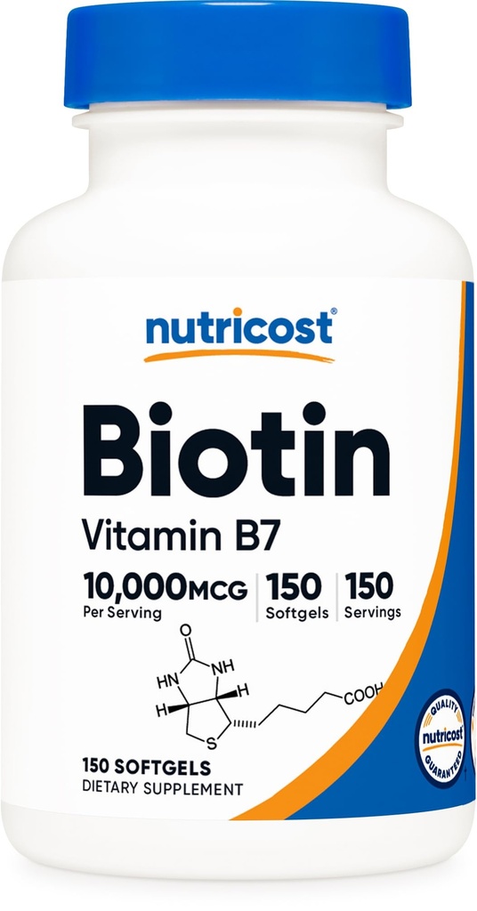 Nutricost Biotin (10.000mcg) 150 Softgels - Χωρίς γλουτένη, μη ΓΤΟ