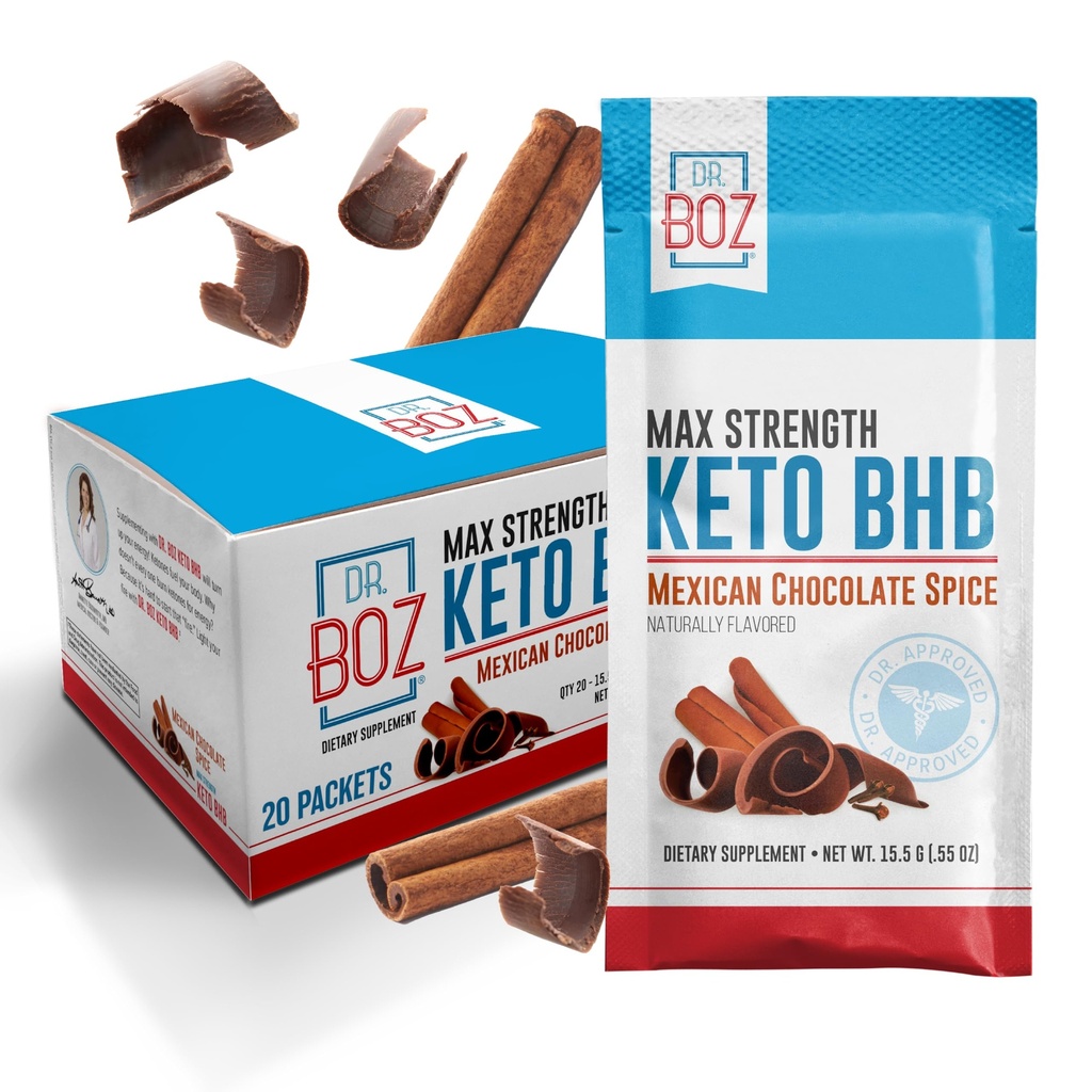 Dr. Boz - Keto BHB Powder - Μεξικάνικη σοκολάτα Spice, 20 σέρβις - Κετόνες Ποτό - Ενέργεια & Μειωμένη Cravings - Max Strength Dietary Supplement - Quality Tested - Made in The USA - 10.9oz (310g)