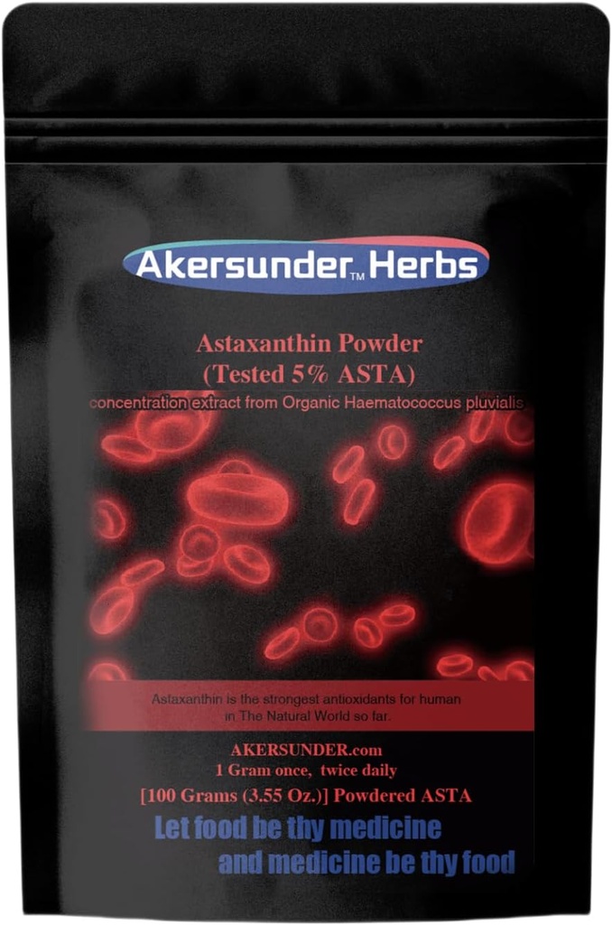 Pure Haematococcus pluvialis Extract Κόνις, 100 γραμμάρια, ασταξανθίνη (ASTA) > 5%, Ισχυρότερα αντιοξειδωτικά συμπληρώματα