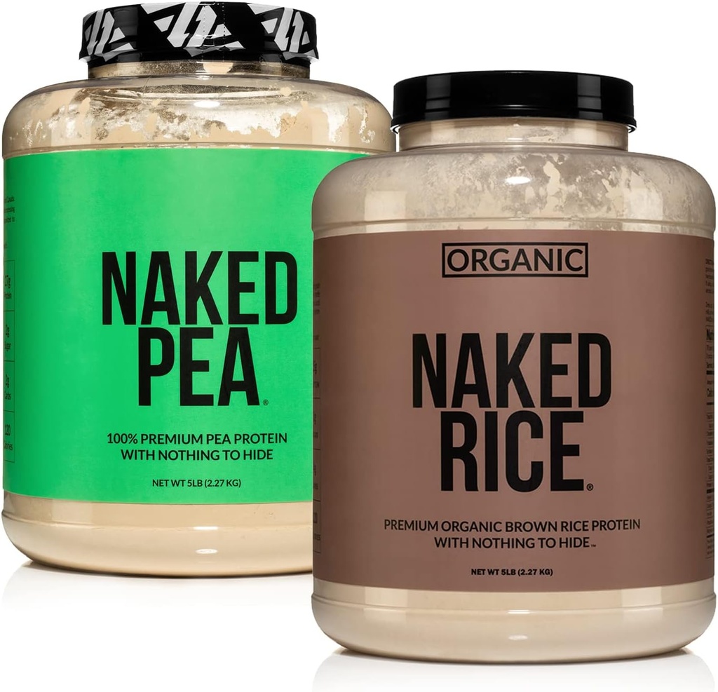 NAKED Vegan Protein Bundle: 5LB Μη αρωματισμένο αρακά και 5LB οργανικό ρύζι
