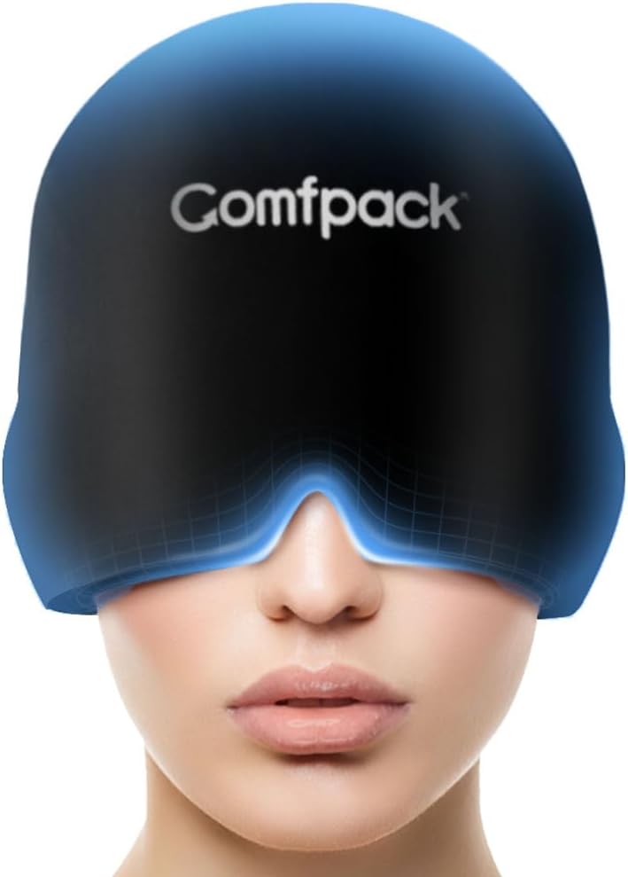 Migraine Relief Cap, Full Head Cold Compress Soft Stretchy Headache Relief Cap for Tension, Sinus, Stress Relief, Hangover Ice Hat, Puffy Eyes, Gifts for Migraine Sufferers