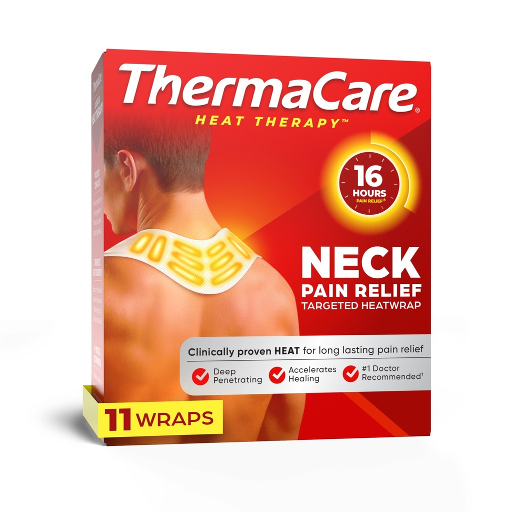 ThermaCare Heat Wraps for Neck & Shoulder Pain Relief - Φορητές αυτοκόλλητες πάνες θέρμανσης με 16ωρη Θεραπευτική Θερμότητα - Χωρίς φάρμακα Μυϊκές & Κοινές Καταπραϋντικές Επιθέματα - Μεγάλη - 11-Count