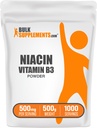 BulkSupplements.com Niacin Powder - Vitamin B3 Supplement, Niacin 500mg - Niacin Flush, Niacin with Flushing - Gluten Free, 500mg of Niacin per Serving, 500g (1.1 lbs) (Pack of 1)