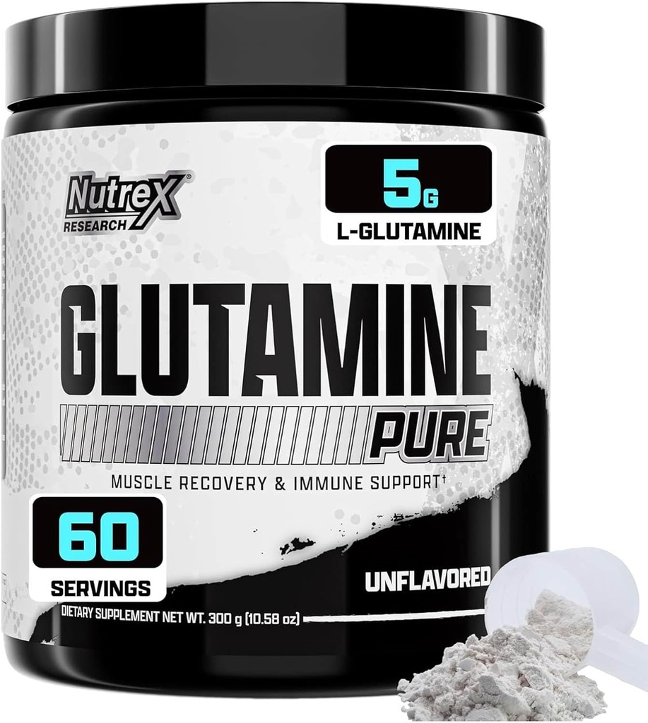 Nutrex Research L-Glutamine Powder Supplement - 60 Serving - Καθαρή χωρίς γεύση, χωρίς γλουτένη και χωρίς γλουτένη 