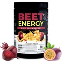 Nutrology Beet Energy O2 Pre Workout Beet Juice Powder - Boost Energy, Endurance & Nitric Oxide with Beet Powder Yerba Mate Adaptogens & Electrolytes - Passion Fruit Flavor, 30 Servings