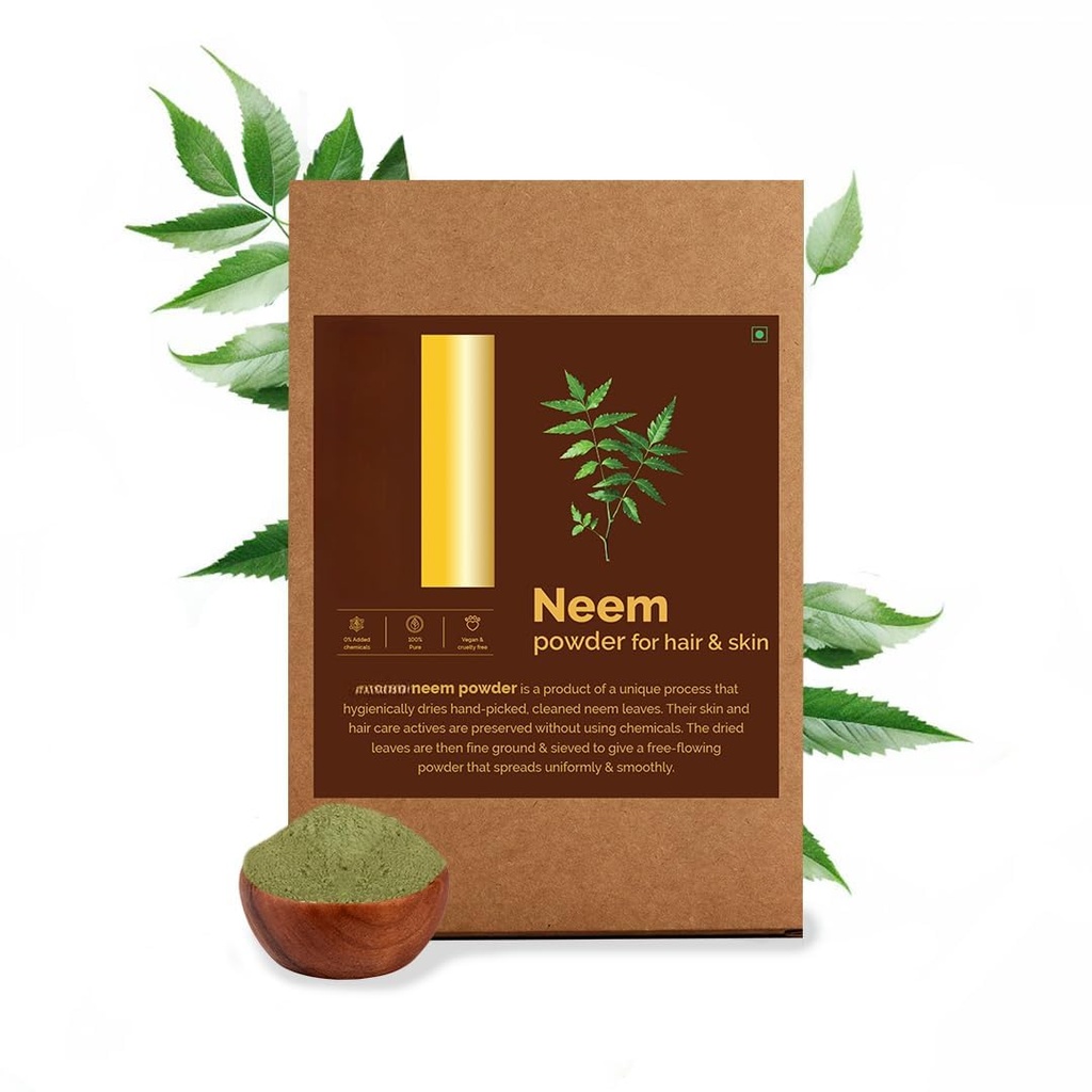 Neem Leaf Powder, 100% καθαρό & φυσικό, Hygienally Αποξηραμένο, πακέτο για υγιή Scalp & Strong μαλλιά - 100 γραμμάρια