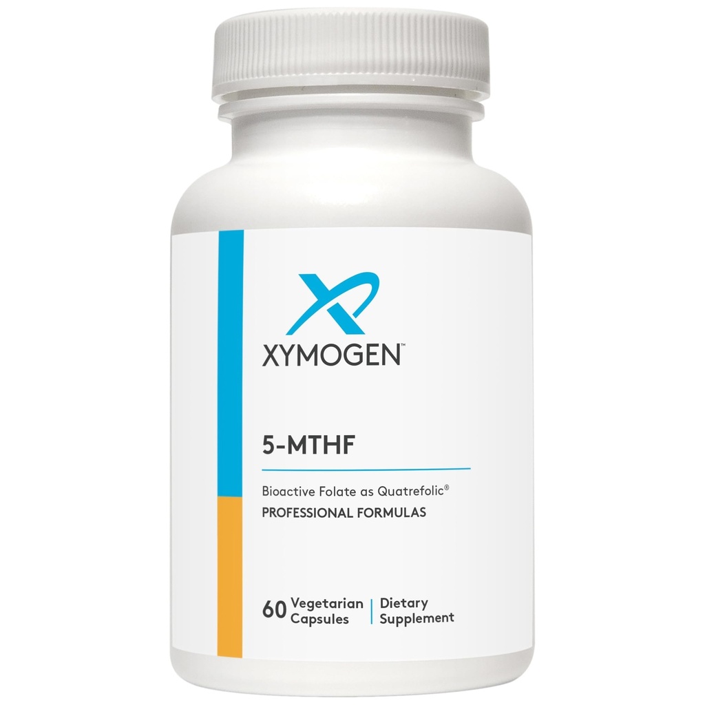 XYMOGEN 5 MTHF - 3.400 mcg DFE Bioactive Folate Supplement as Quatrefolic - Καρδιαγγειακή, Mood + μεθυλίωση Υποστήριξη - Βιταμίνη Β Φολικό μεθύλιο ως L Methylfolate (60 Κάψουλες)
