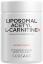 Codeage Liposomal Acetyl-L-Carnitine+ Συμπλήρωμα - 500 mg Acetyl-L-Carnitine per Serving - 3-Month Supply, Liposomal Delivery - Alcar Supplement - L-Carnitine - Μη-GMO, Χωρίς Γλουτένη, 90 κάψουλες