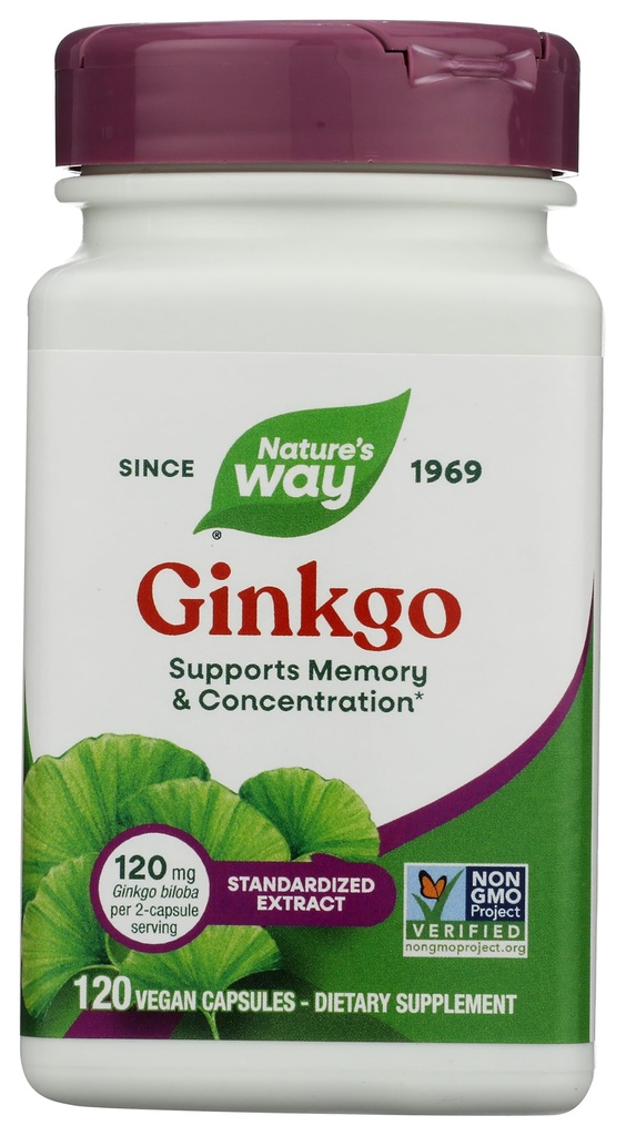 Τρόπος της φύσης Premium εκχύλισμα Ginkgo, μνήμη και συγκέντρωση*, 120 κάψουλες