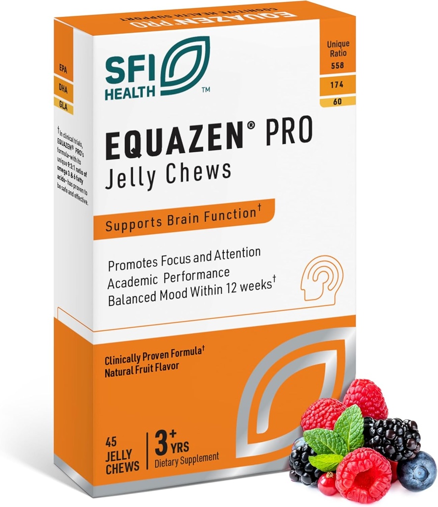 Equazen Pro SFI Health Fish Oil Jelly Chews - Ωμέγα 3 & Ωμέγα 6 για παιδιά & εφήβους - EPA, GLA & DHA για παιδιά Mood, Memory & Focus Support - Βελτιστοποιημένη για βιοδιαθεσιμότητα & απορρόφηση (45 Jelly Chews)