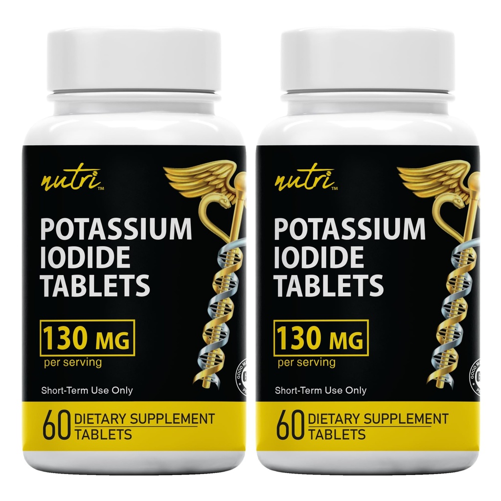 Natureισκία ιωδιούχου καλίου (συσκευασία των 2) 130 mg - 120 δισκία ΛΗΞΗ 10/2032 - YODO Naciente - KI χάπια - Yoduro de Potasio