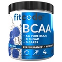 Fitcode Ultra Premium BCAAs με 5G καθαρό BCAAs με αποδεδειγμένη 2:1:1 αναλογία των αμινοξέων για να βοηθήσει μετά την αποκατάσταση προπόνησης, Lean μυϊκή ανάπτυξη, αντοχή, 30 υπηρεσίες (μπλε Raz)