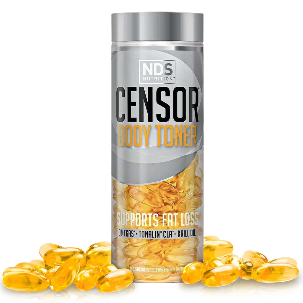 Censor NDS Διατροφή λιπώδης απώλεια και τονωτικό σώματος με CLA, ιχθυέλαιο, safflower και Ωμέγα 3-6-9 Blend - Συμπλήρωμα διατροφής για βελτιωμένη ενέργεια, μεταβολισμό και υγεία - 180 Softgels