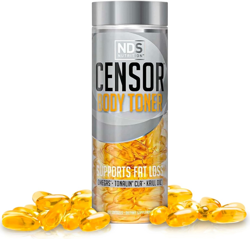 Censor NDS Nutrition Fat Loss and Body Toner with CLA, Fish Oil, Safflower and Omega 3-6-9 Blend - Dietary Supplement for Improved Energy, Metabolism and Health - 180 Softgels