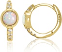 14K Gold Plated 925 Sterling Silver Δημιουργημένο λευκό Opal Huggie Hoop Σκουλαρίκια