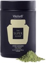 WelleCo Το Super Elixir Daily Greens Powder, Probiotic Drink Mix με ολόκληρα τρόφιμα, χωρίς γλουτένη, Vegan Gut Health Powder, Energy, Immunity, Healthy Skin, Hair & Nails (300g, Unflaved) Jar