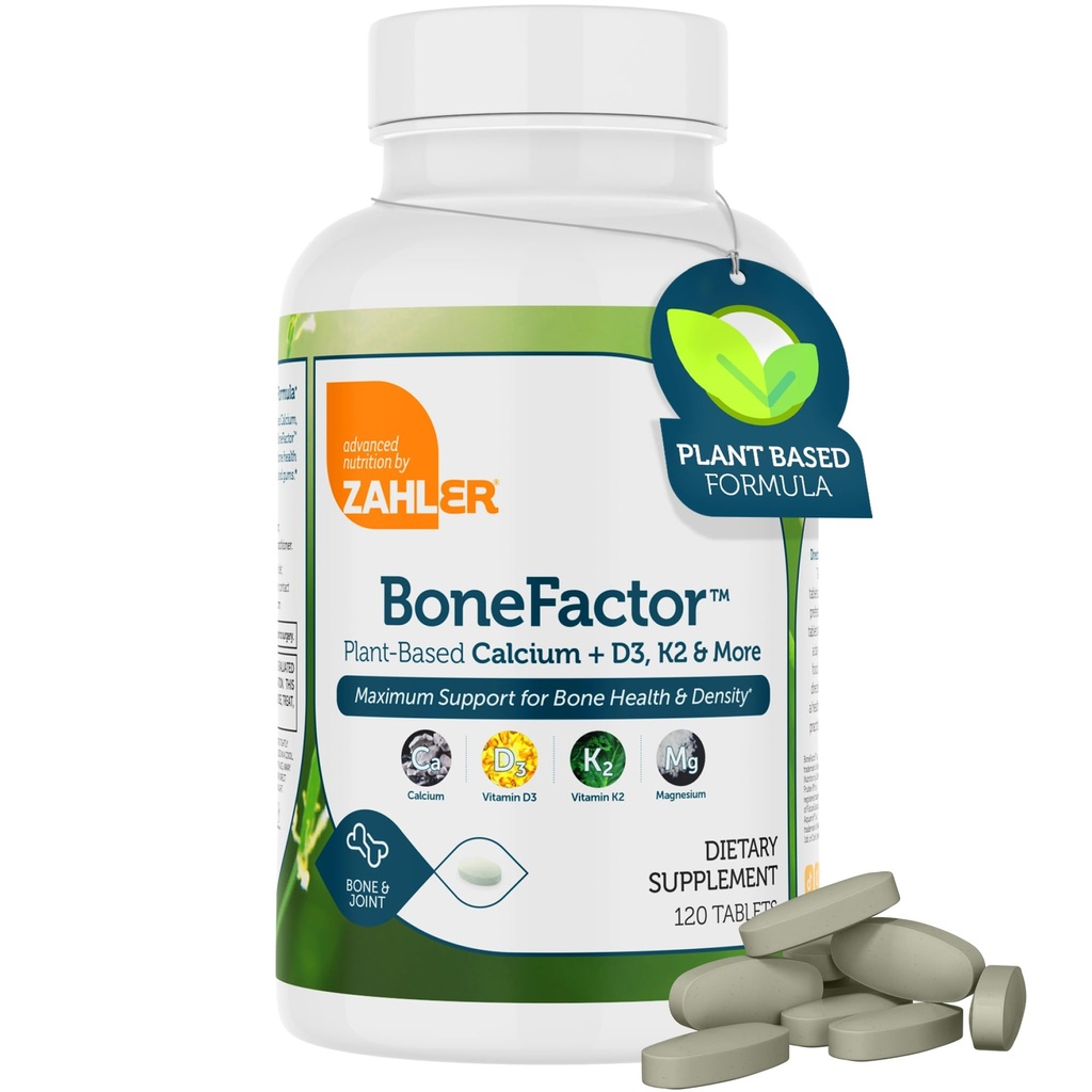Zahler Bonefactor, συμπλήρωμα αντοχής στα οστά που περιέχει ασβέστιο, βιταμίνη D, βιταμίνη K και μαγνήσιο, Certified Kosher, 120 δισκία