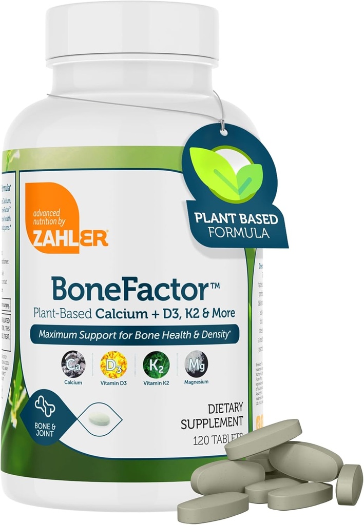 Zahler Bonefactor, Bone Strength Supplement containing Calcium, Vitamin D, Vitamin K and Magnesium, Certified Kosher, 120 Tablets