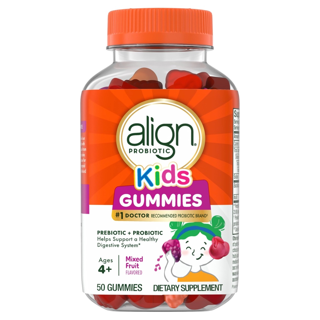 Ευθυγράμμιση Probiotic, Kids Gummies, Prebiotic + Probiotic βοηθά στην υποστήριξη ενός υγιούς πεπτικού συστήματος *, # 1 γιατρός συνιστάται Probiotic Brand‡, 50 Gummies Συσκευασία μπορεί να ποικίλει
