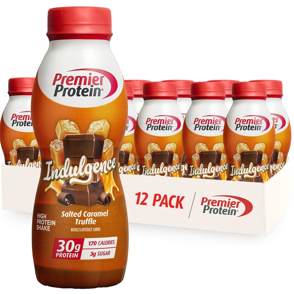 Premier Protein Indulgence Protein Shake, 30g Protein, 3g Sugar, Αλάτι Caramel Truffle, 11, 5 fl oz, Συσκευασία των 12