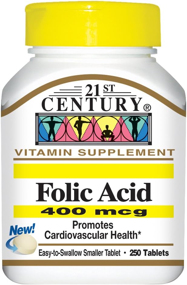 Folic Acid του 21ου αιώνα 400 mcg δισκία, 250- Count (πακέτο του 2)