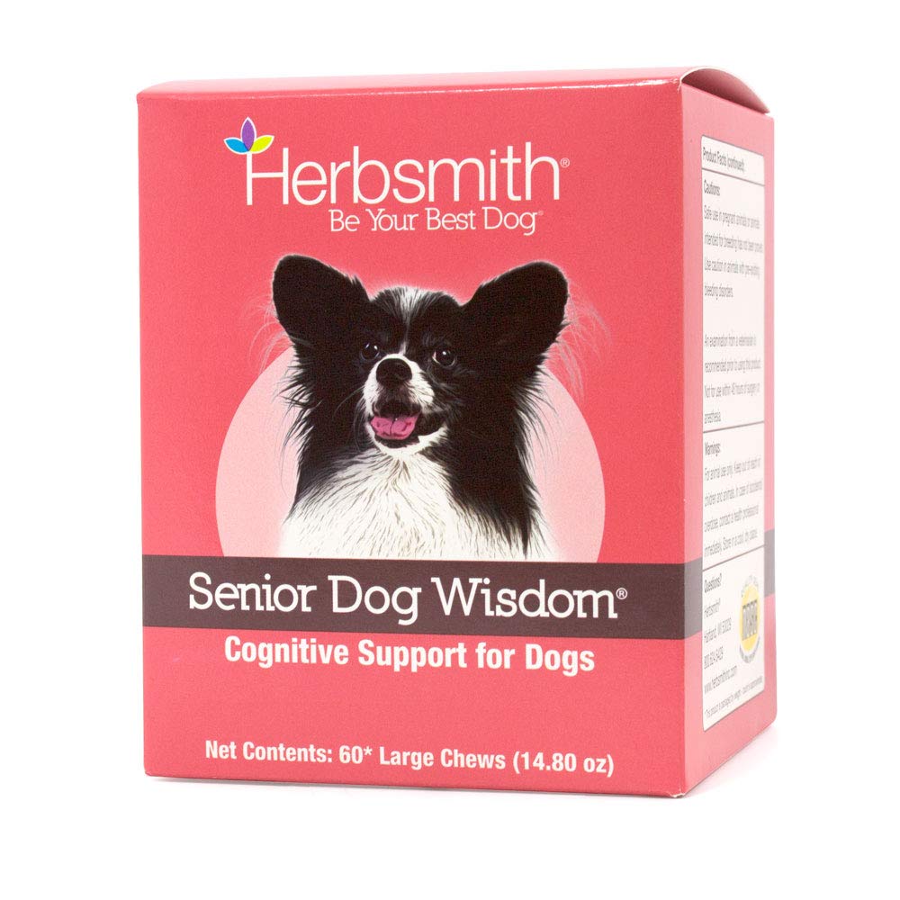 Herbsmith Senior Dog Wisdom – συμπλήρωμα άνοιας σκύλου – DHA για Senior Dog Brain Health - Senior συμπλήρωμα για σκύλους - 60ct Μεγάλα μάσημα